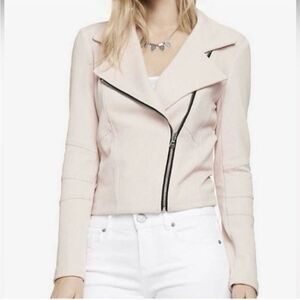 🌹Express Cream Leather Moto Jacket with Asymmetrical Zipper
